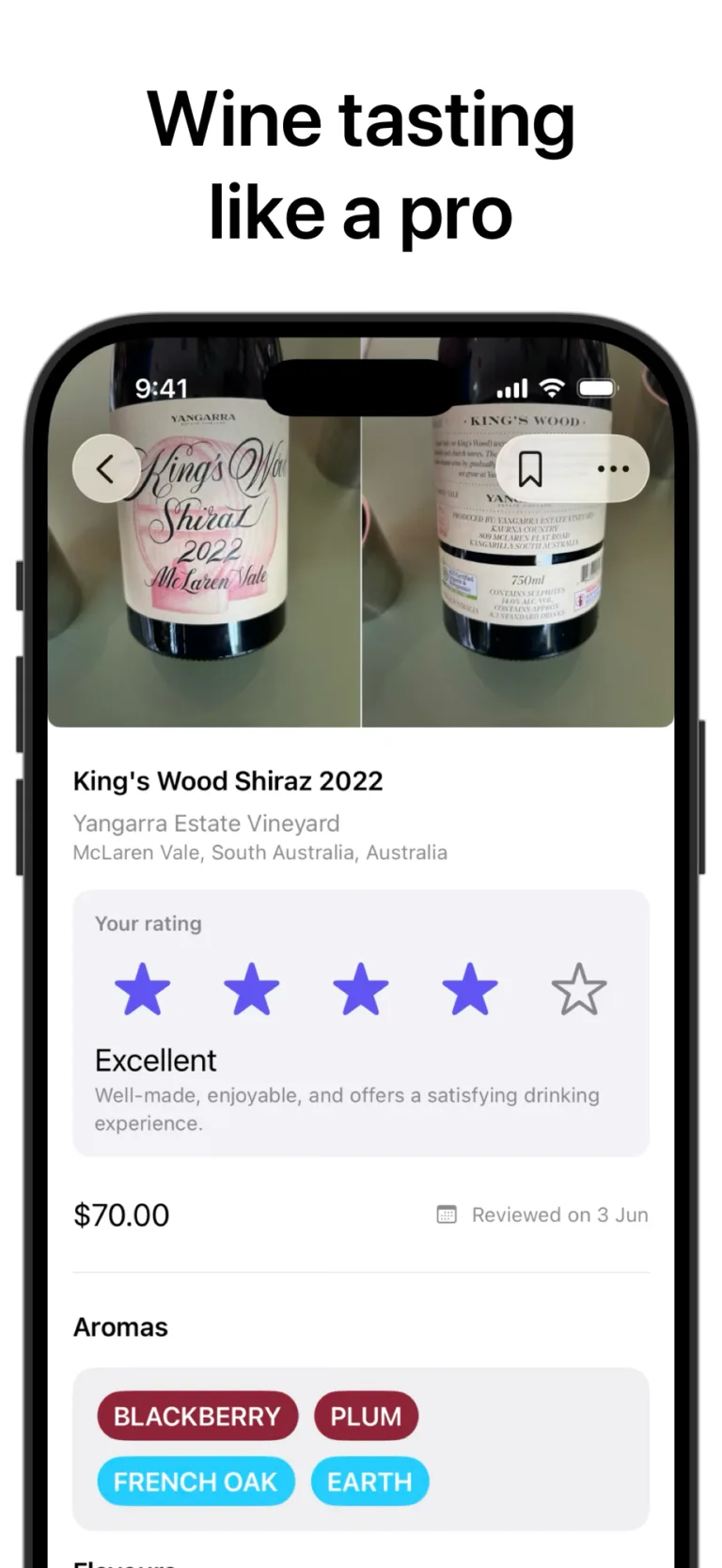 Detailed wine tasting note